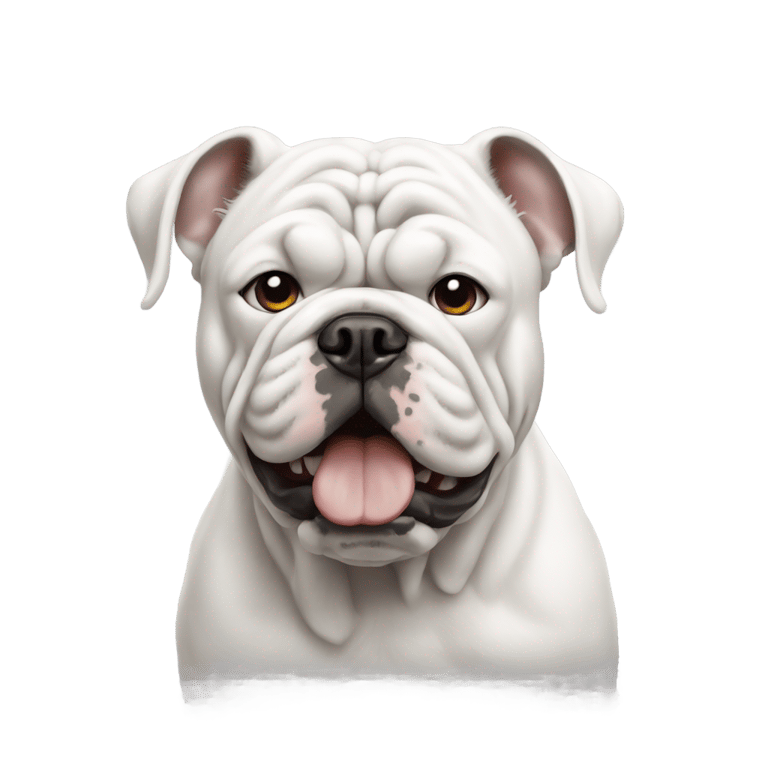 genmoji: a white bulldog with dreads