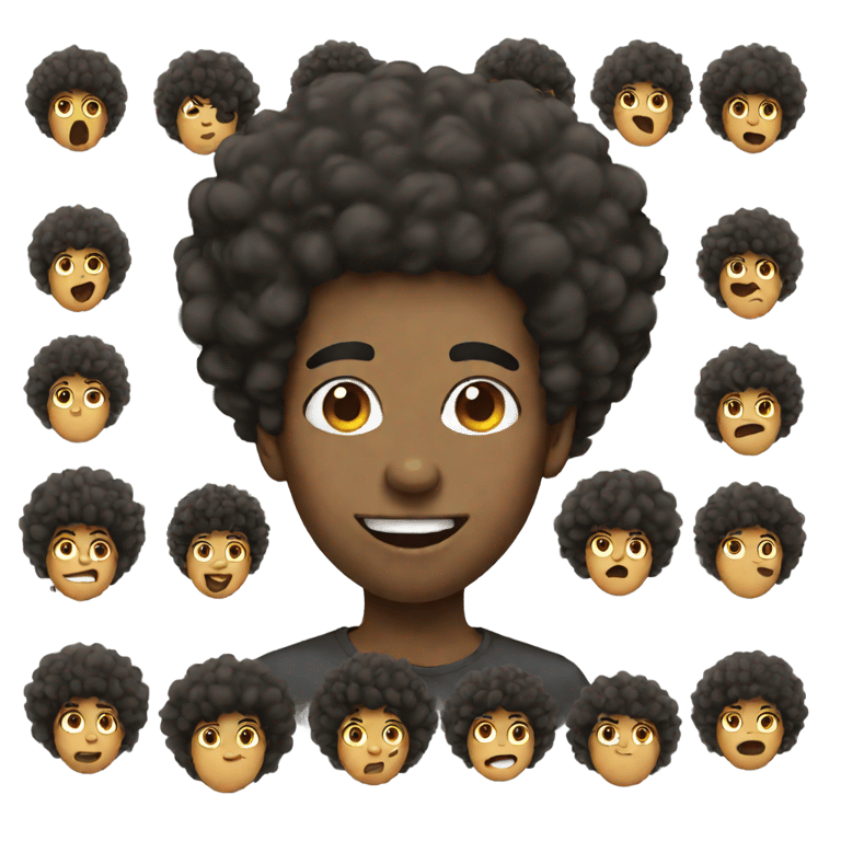 genmoji: Mixed human with Afro hair sticking their tongue out