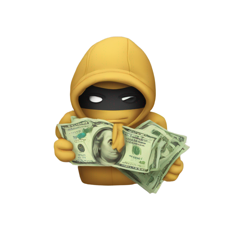 genmoji : Émoji de voleur avec un sac d'argent