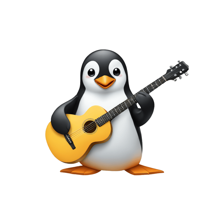 genmoji: A penguin playing guitar