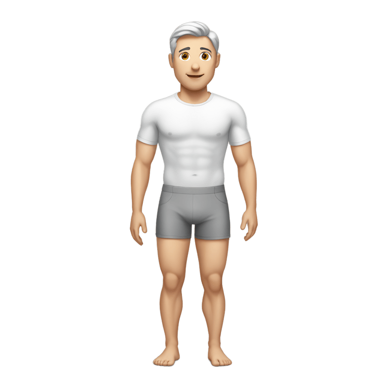 genmoji: white man wearing gray brief