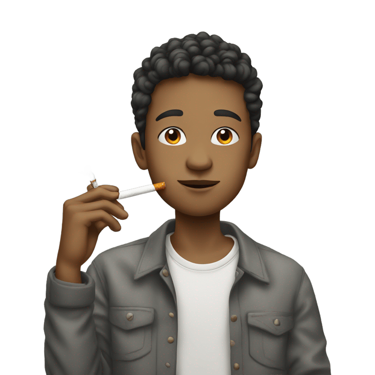 genmoji: Very young men smoking a cigarette