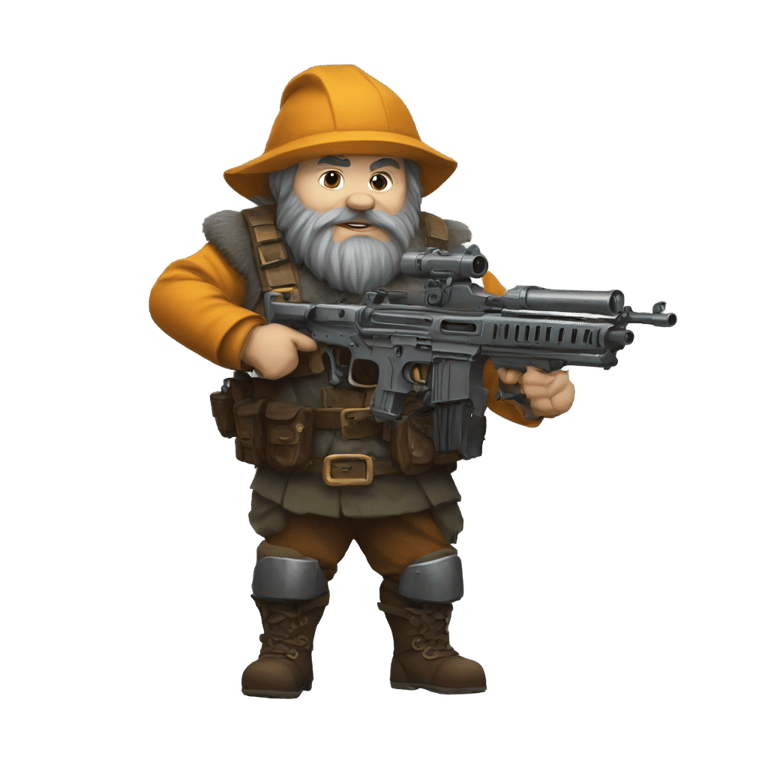 genmoji: a dwarf with a machine gun