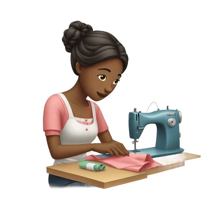 genmoji: a young woman that is sewing