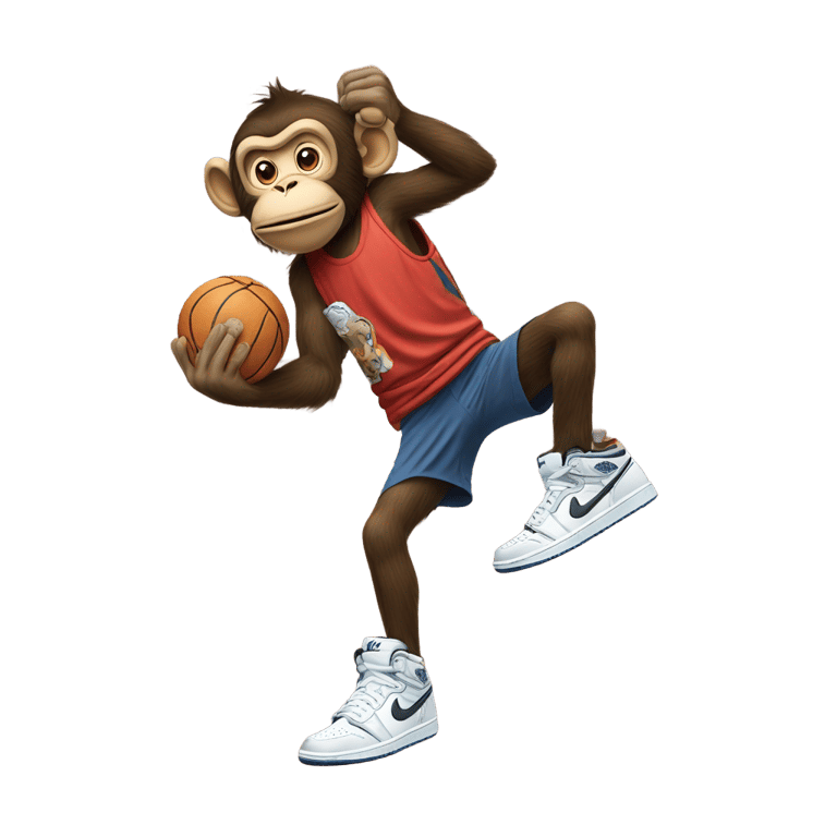 genmoji: Big Monkey wearing “Nike Jordan 1 Retro High Og” shoes