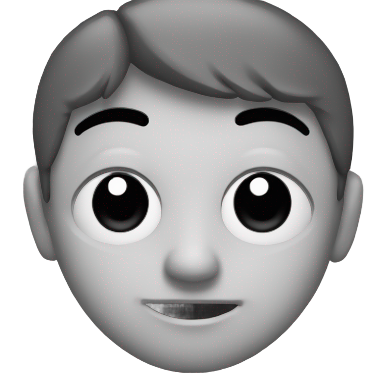 prompt: Make a blank faced standard emoji, with massive black eyes, without any white