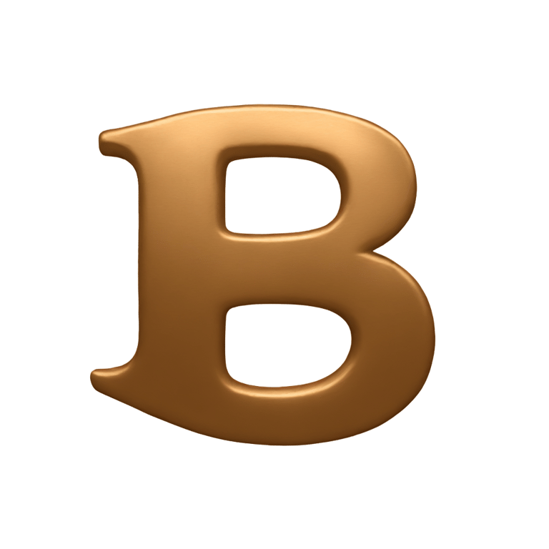 genmoji: Letter b made out of bronze paint