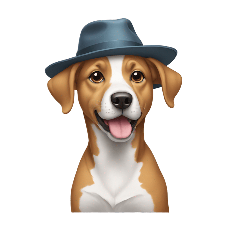 genmoji: Dog with a hat that says KOH