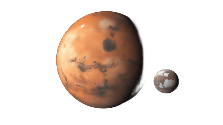 genmoji: Mars in space white background orange