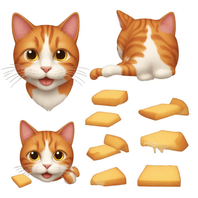 genmoji: The red-haired cat is eating