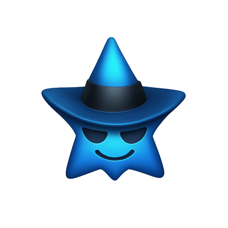 genmoji: Blue star with a top hat on