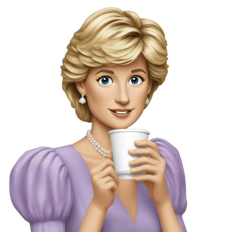 genmoji: Princess Diana drinking coffee