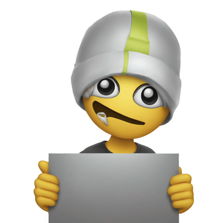 genmoji: Emoji holding sign that says “busy”