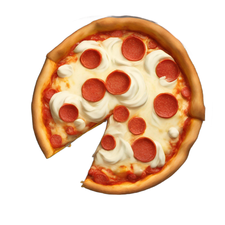 genmoji: deep dish pizza with whipped cream