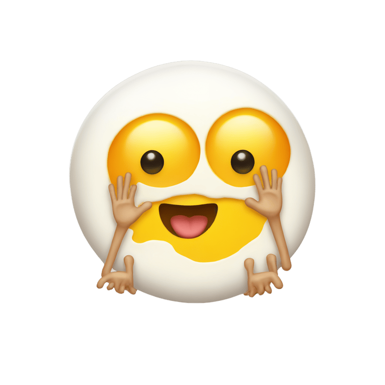 genmoji: Fried egg with arms and legs