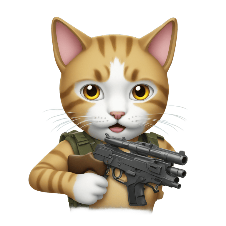 genmoji: cat with a gun