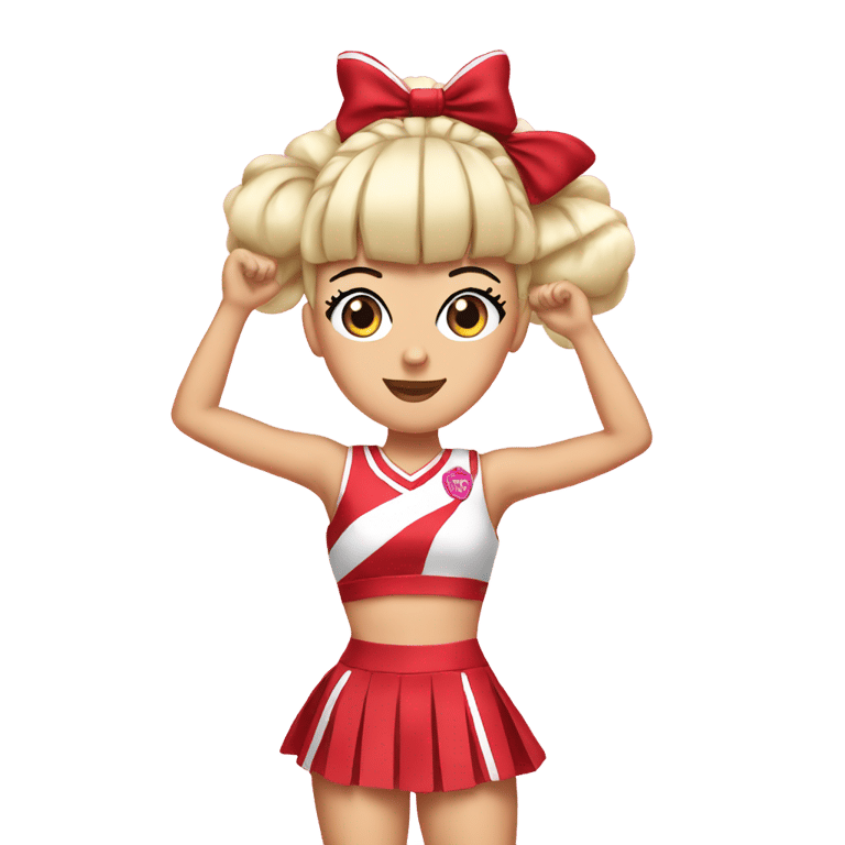 genmoji：katy perry as a cheerleader with pom poms