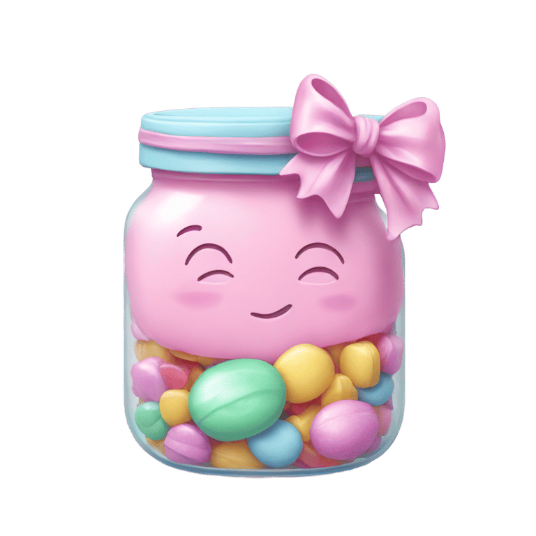 genmoji: A pastel candy jar decorated with a bow.