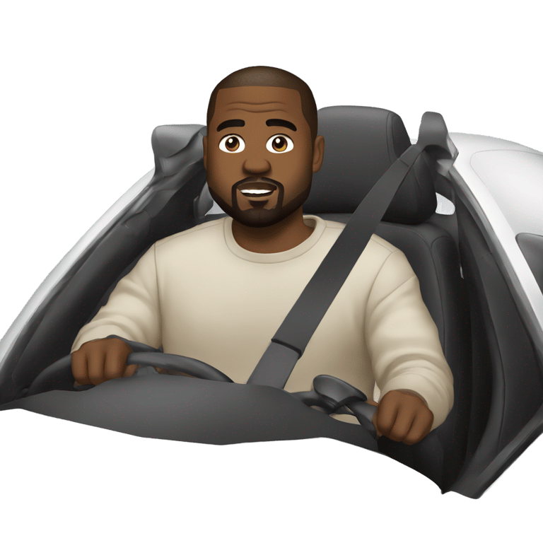 genmoji: kanye driving tesla