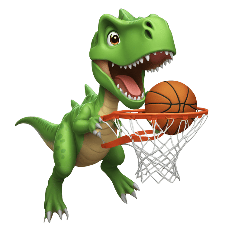 genmoji: dinosaur slam dunk