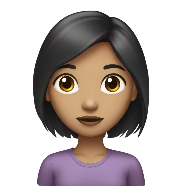 genmoji：浅棕色皮肤的瘦女孩，大眼睛，长黑发