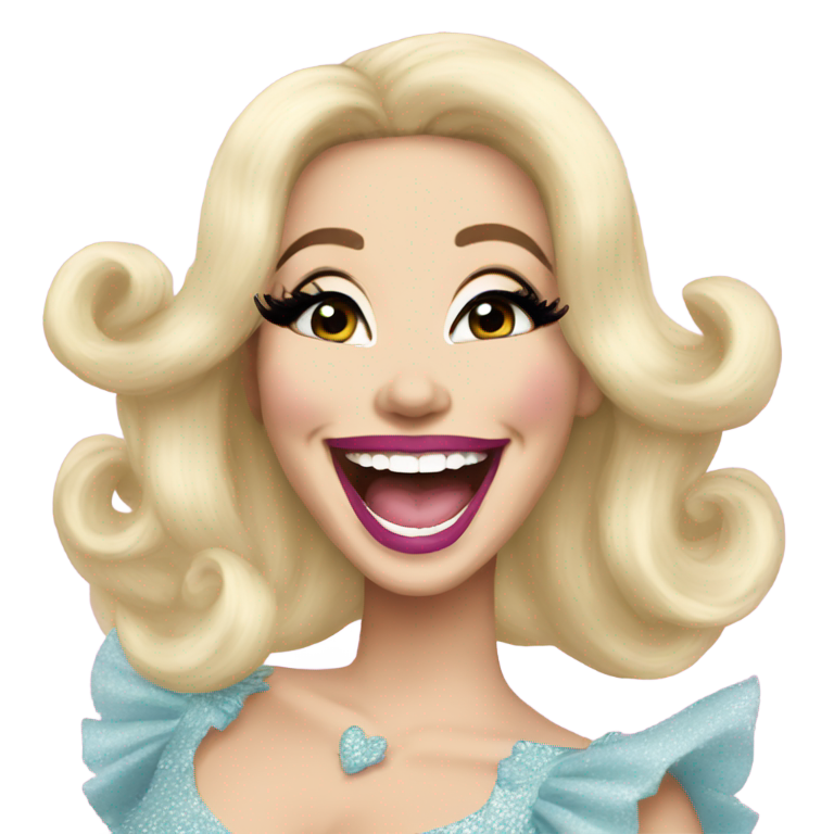 genmoji: Trixie Mattel laughing, very accurate makeup