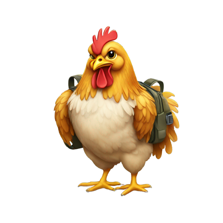 genmoji: A chicken with a backpack