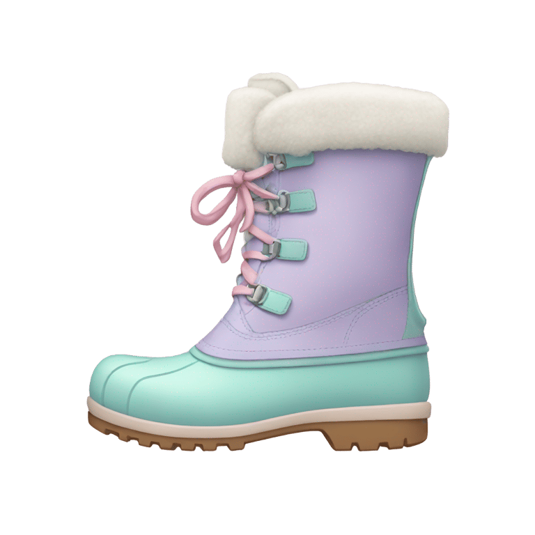 genmoji: Winter boots in pastel shades.