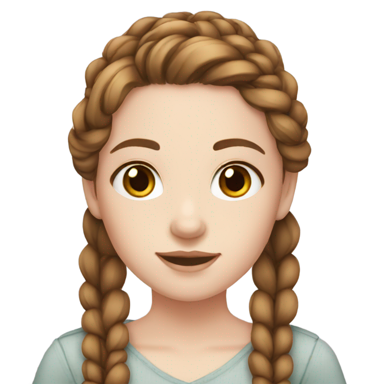genmoji : Fille à la peau claire, cheveux bruns tressés, taches de rousseur et yeux marron.
