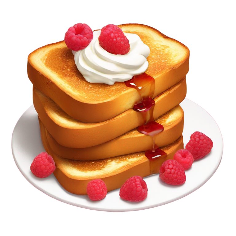 genmoji: A tasty French Toast with Whipped Cream and Raspberries