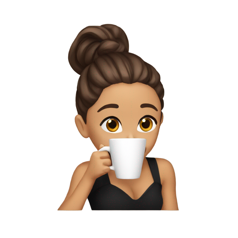 genmoji : Ariana grande drinking coffee