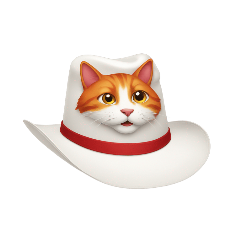 絵文字：a red cat on a white hat