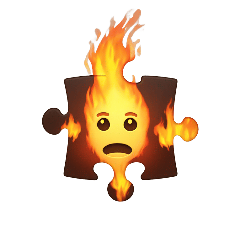 genmoji: Jigsaw piece on fire