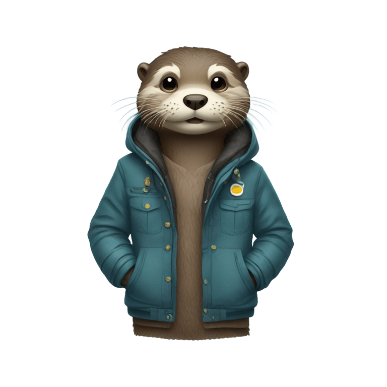 genmoji : Make a otter with a jacket shivering