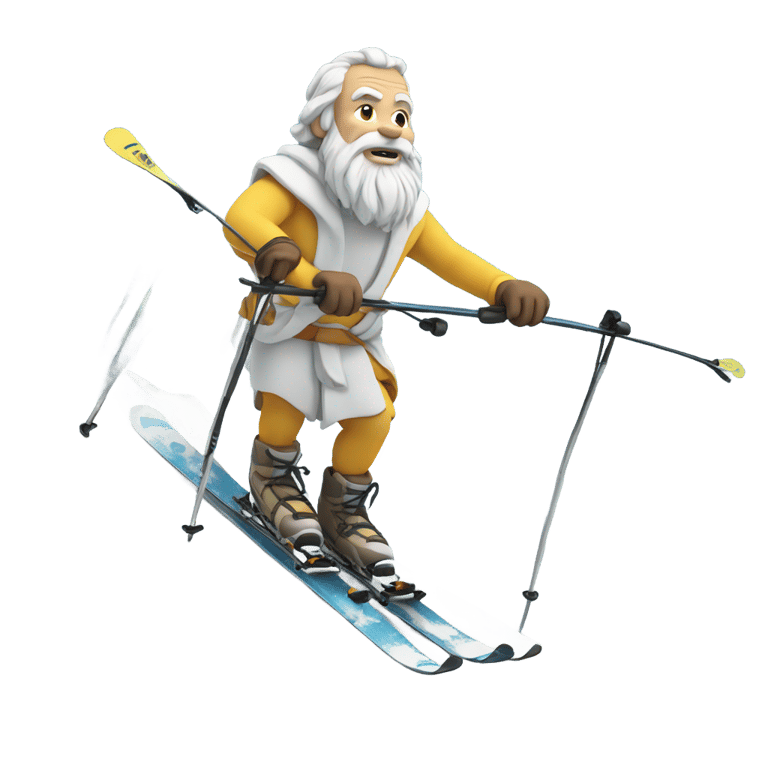 genmoji : Socrate sur des skis de montagne