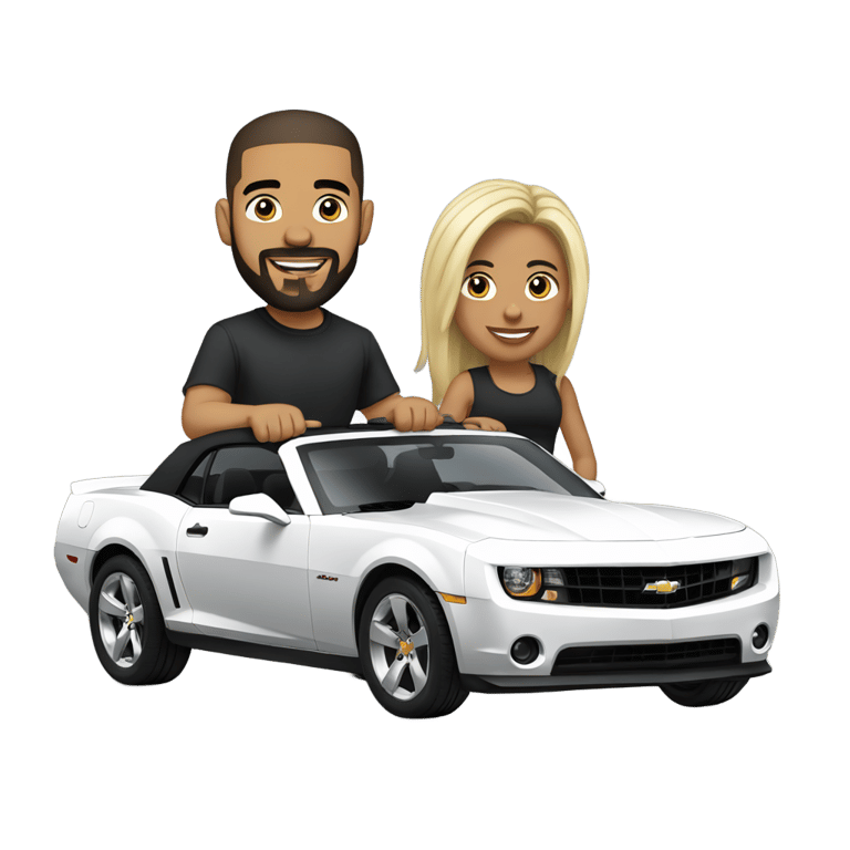 genmoji : Drake conduisant une Chevy Camaro SS