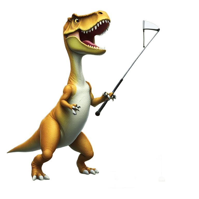 genmoji: t rex playing golf