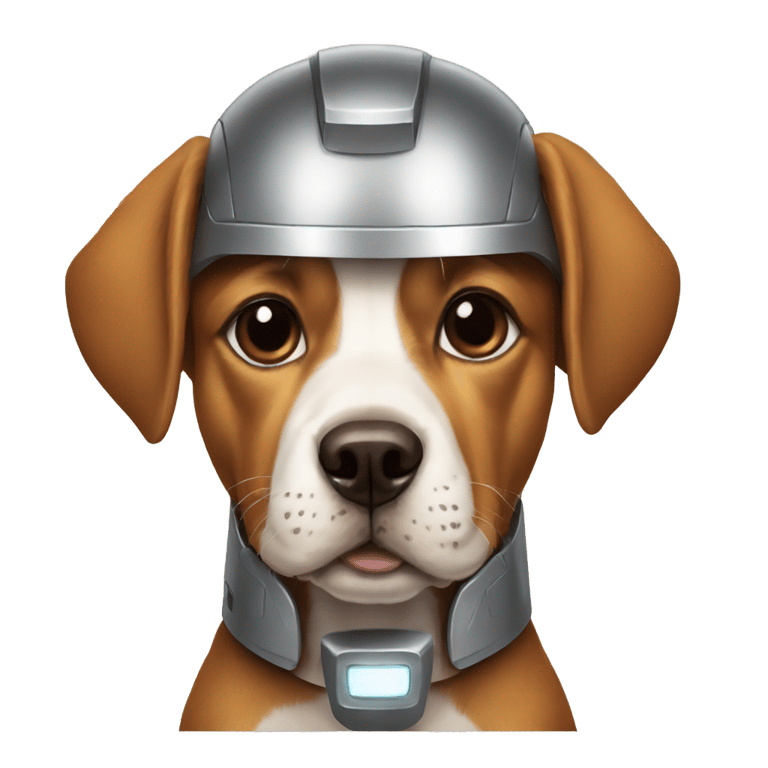 genmoji: a dog with a iron man helmet