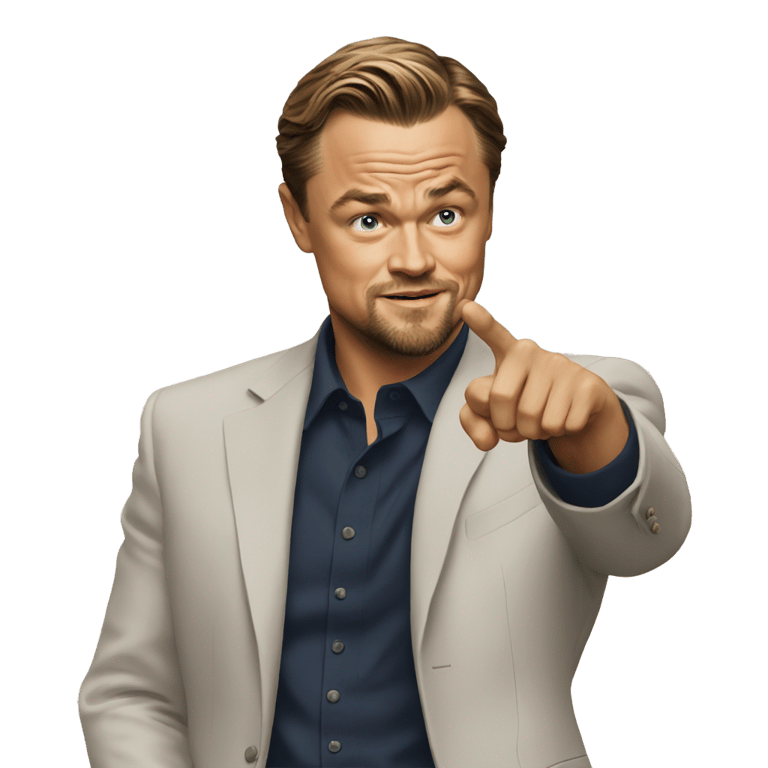 genmoji: dicaprio pointing meme