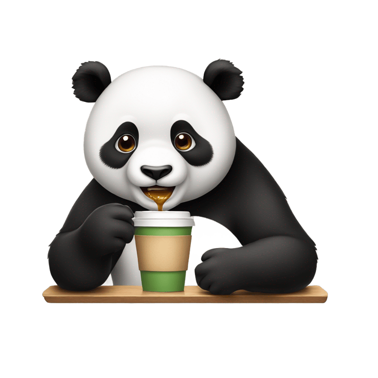 絵文字：a panda eating coffee