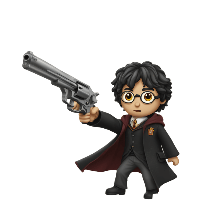 genmoji: harry potter shooting a gun