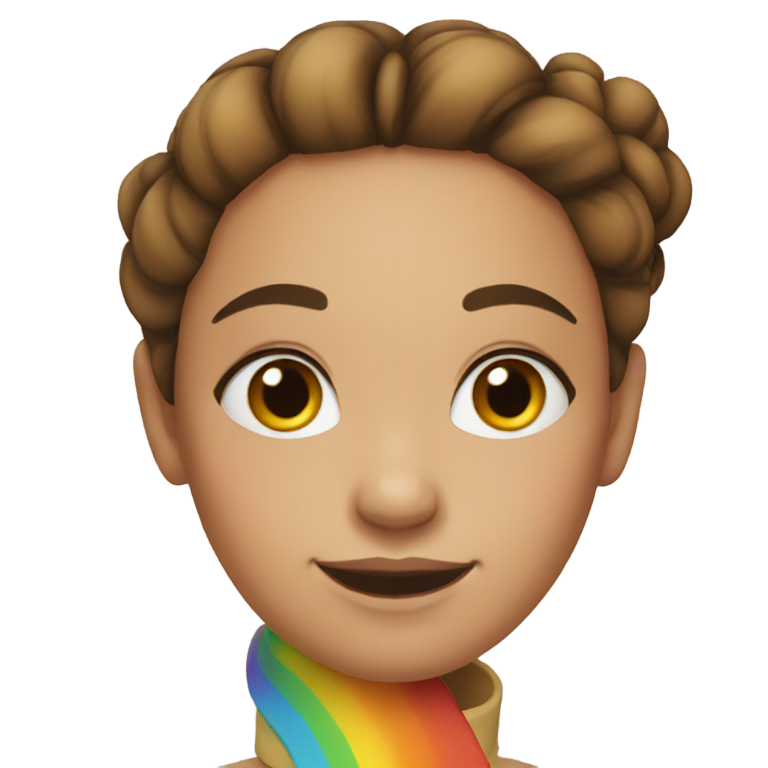 genmoji: Rainbow girl with a brown bun grilling