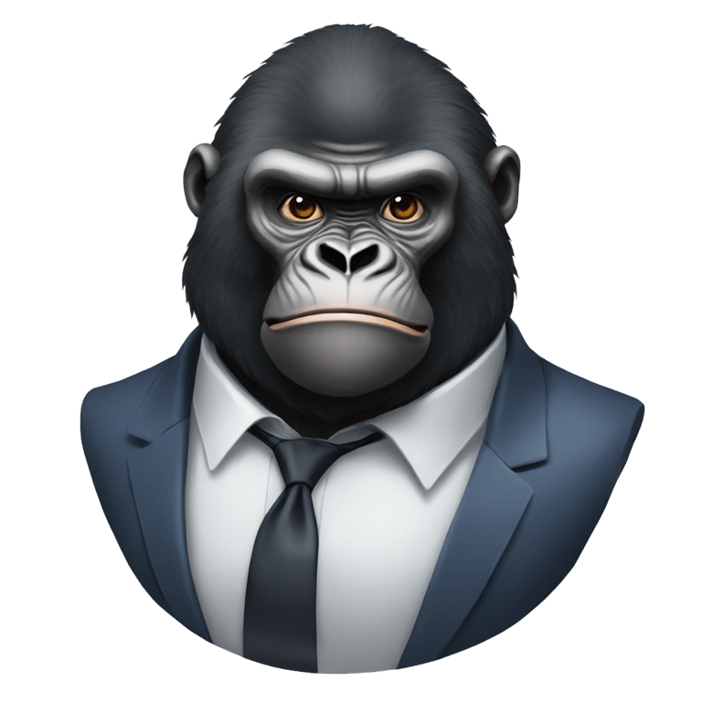 genmoji: big mok gorilla as a powerful capitalist