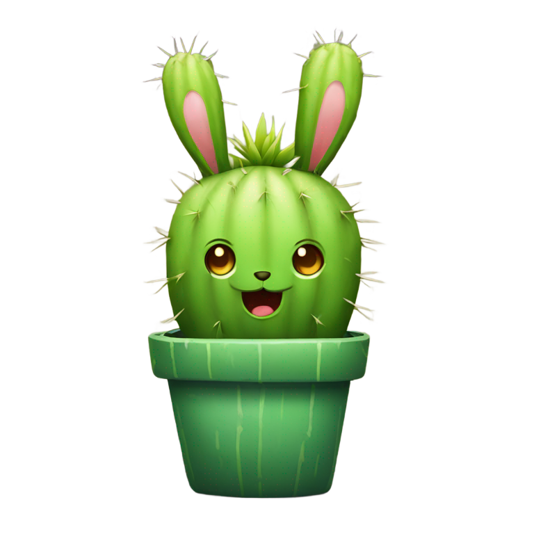 genmoji : Lapin cactus vert qui se sent maléfique