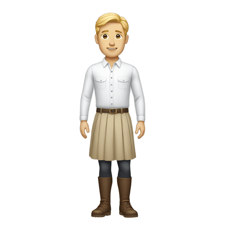 genmoji: white man wearing skirt