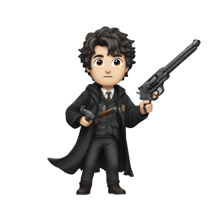 genmoji: harry potter with a gun