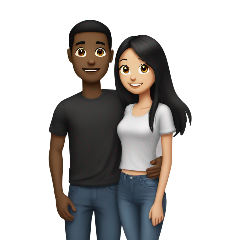 genmoji: 2 teenage friends one cute brown girl with black hair hugging a black guy with straight hair