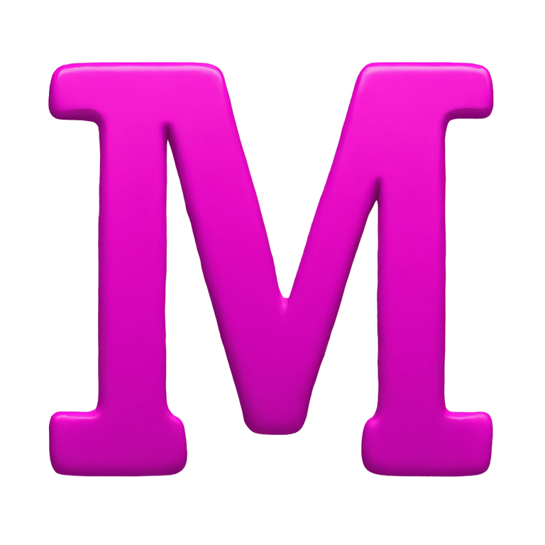 genmoji: Letter m made out of magenta paint