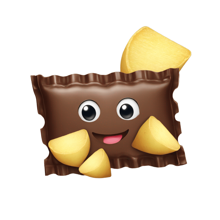 絵文字：A chocolate bar in love with a potato chip