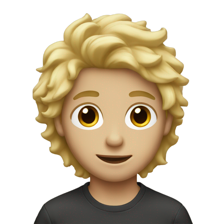 genmoji: Blonde boy with straight fluffy hair black